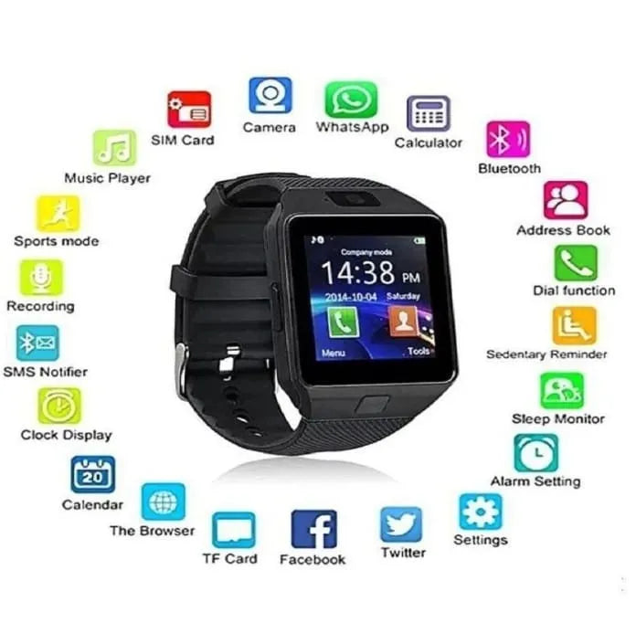 DZ09 Smart Watch 1.99" Bluetooth Calling Smartwatch – Heart Rate & Sleep Monitoring, IP67 Waterproof, Wireless Charging Smart Watch for Men & Women