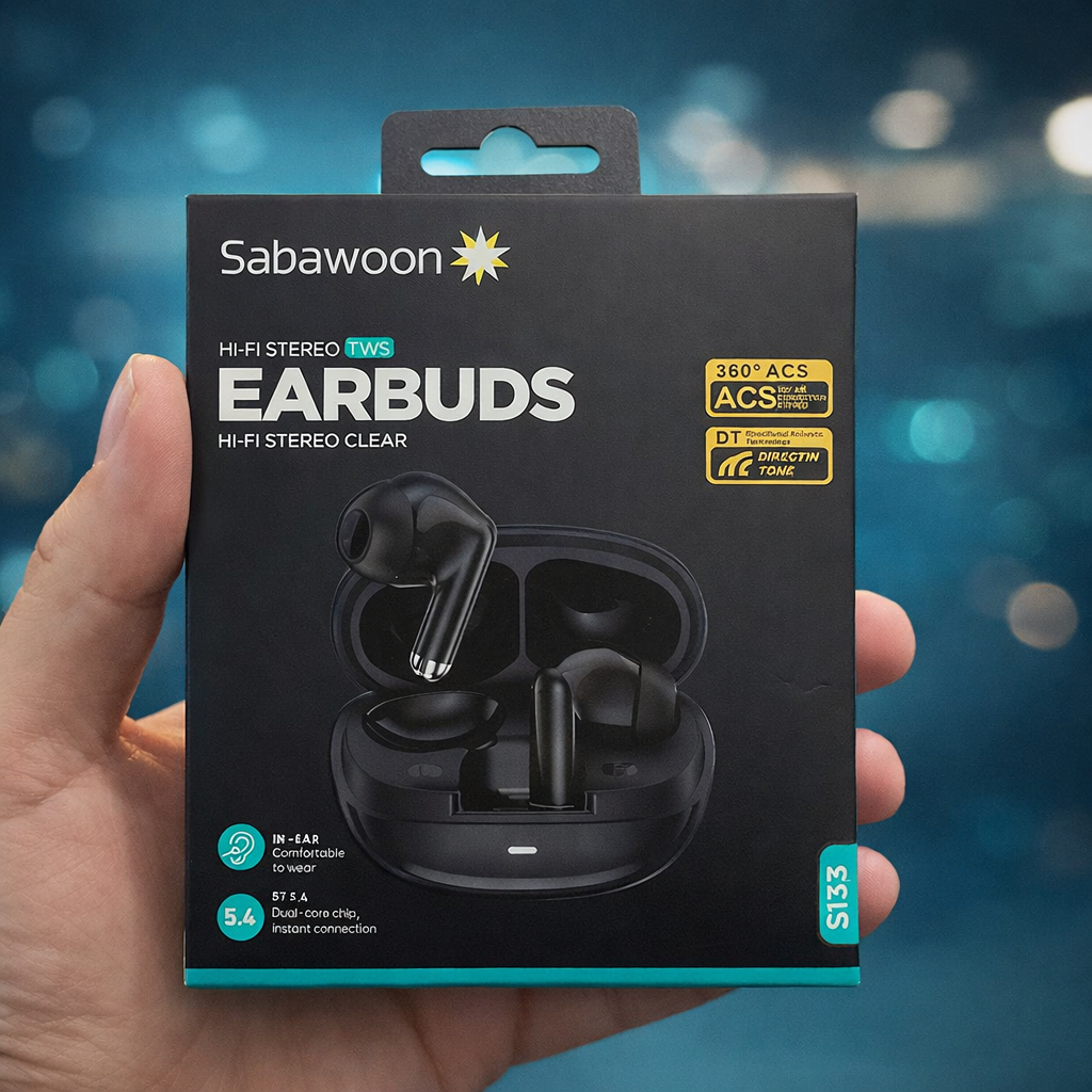 Sabawoon ST33 Wireless Earbuds – Bluetooth 5.4 Hi-Fi Stereo Sound
