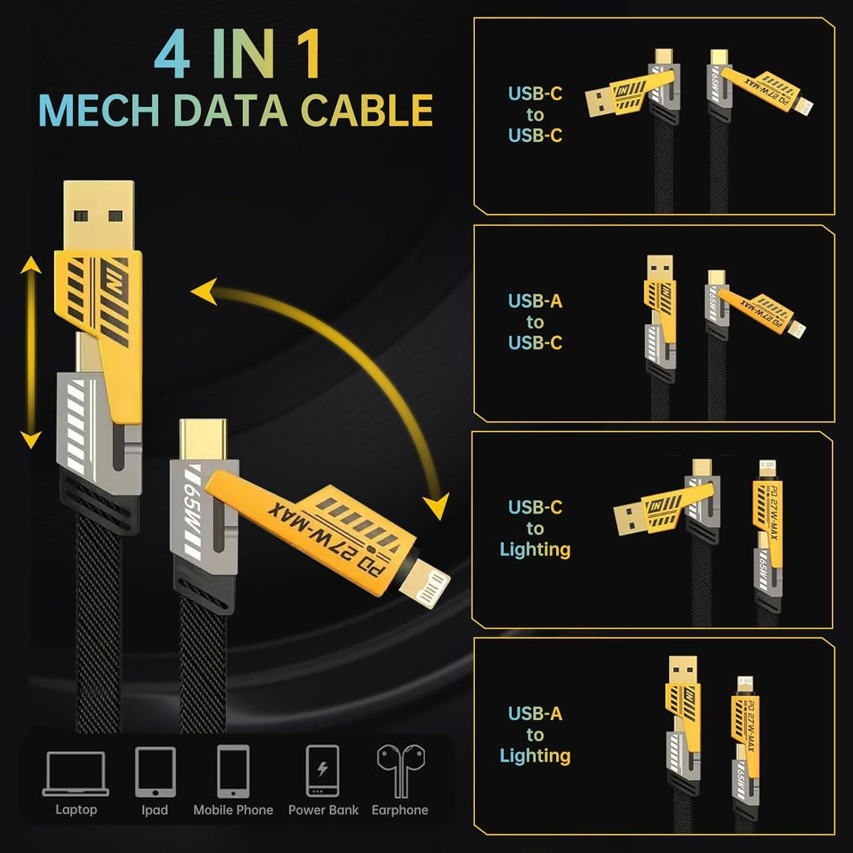 4 In 1 Mech High Speed Data Cable