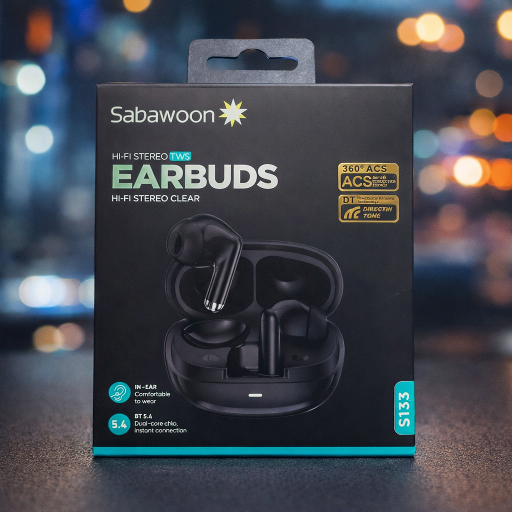 Sabawoon ST33 Wireless Earbuds – Bluetooth 5.4 Hi-Fi Stereo Sound